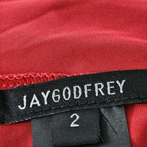 2/$50 NWOT Jay Godfrey Red Sleeveless Blouse w/ Black Lace & Open Back Size 2 - Picture 3 of 5